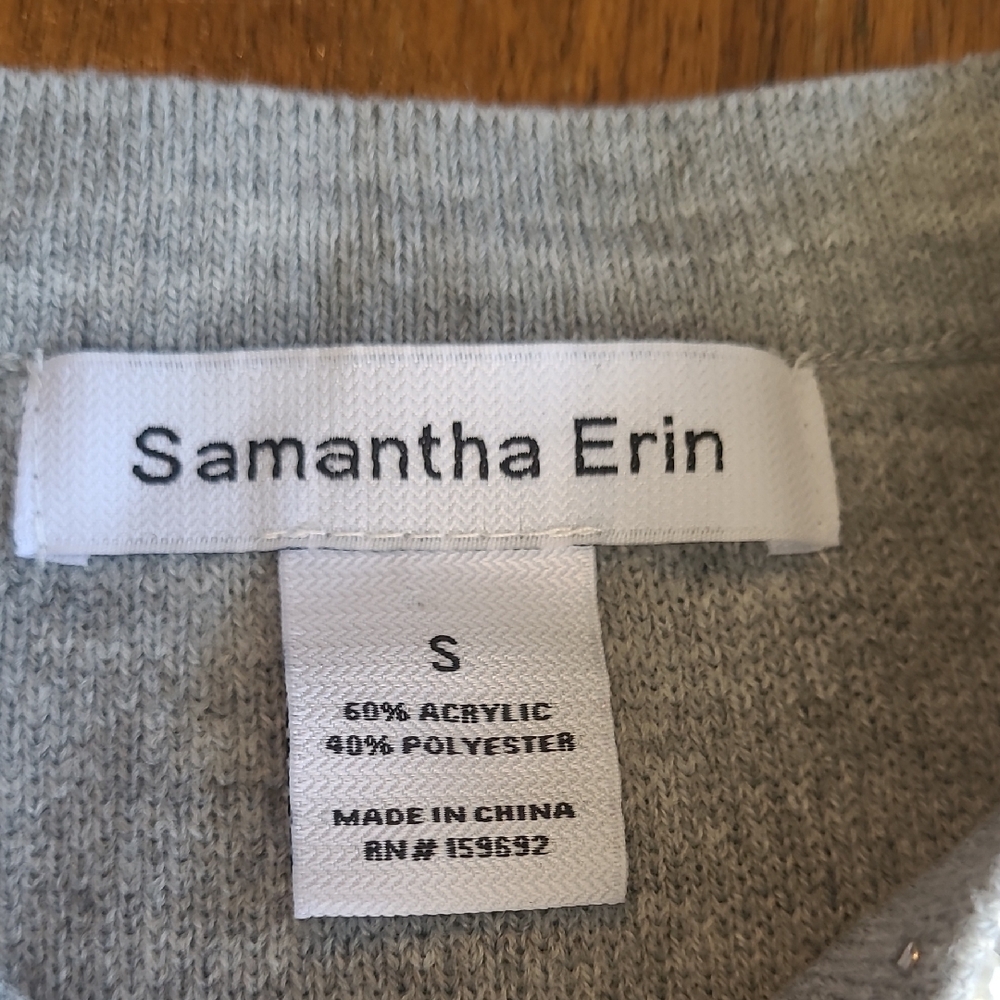 Chic Gray Pearl-Embellished Cardigan - Picture 11 of 12